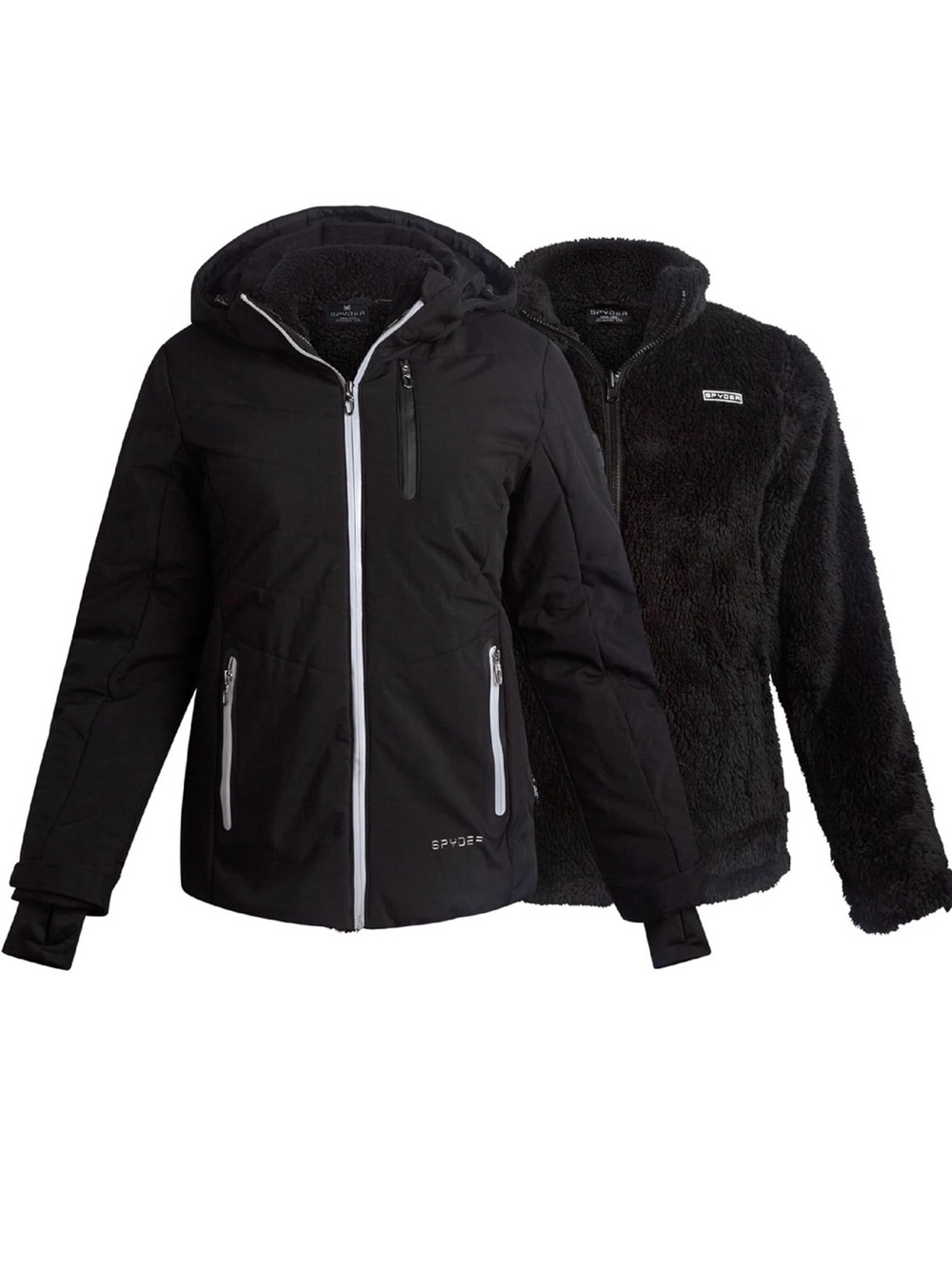 Spyder Women's Black 3 in 1  Insulated Puffer with Removable Fleece Jacket